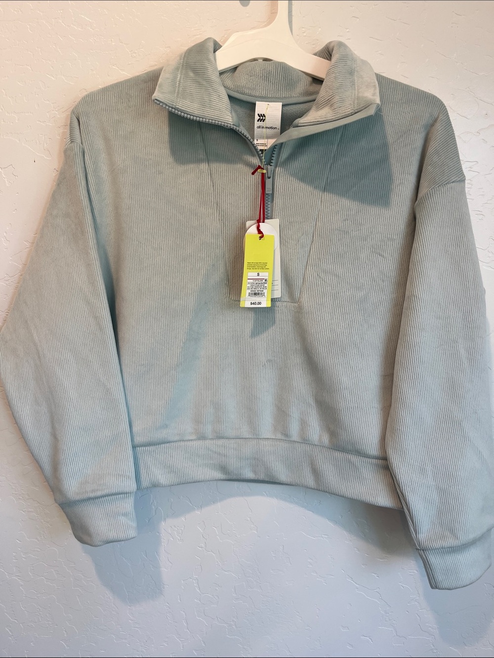Light Sage Half-Zip Corded Pullover